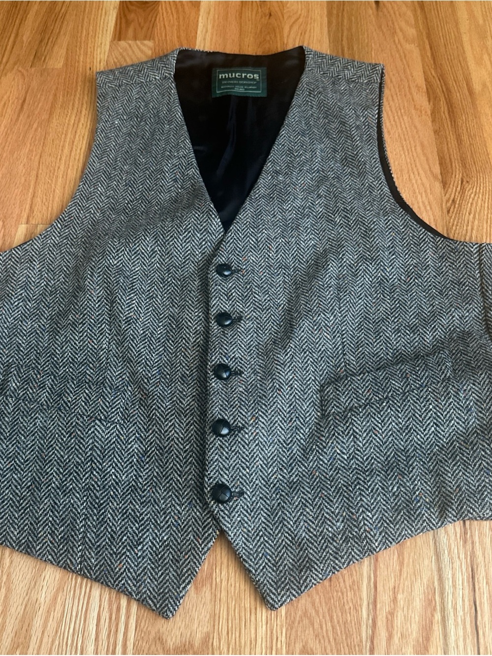 Mucros Weavers Tweed Gray Vest Men’s Med Wool Ireland